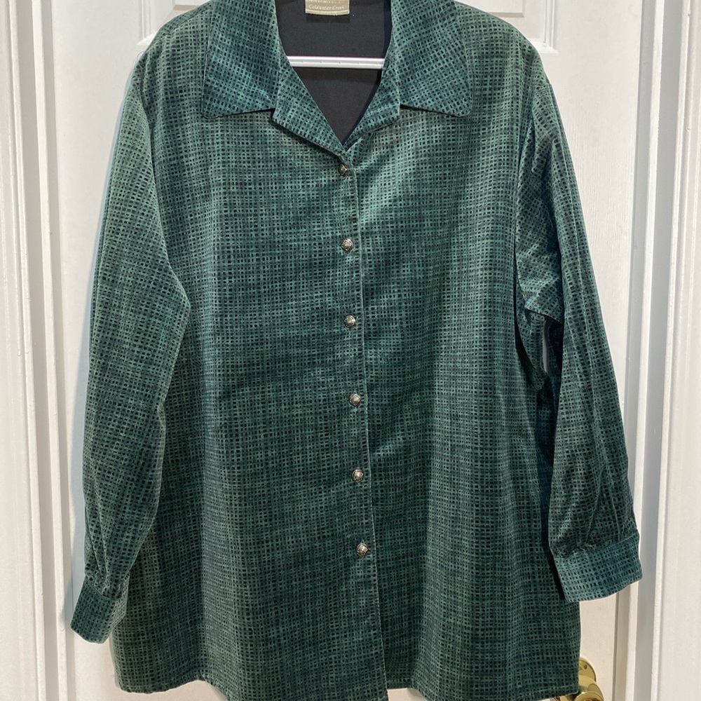 Comfy Coldwater Creek Plus Size 20 Women's Velvet Green Black Button Jacket
